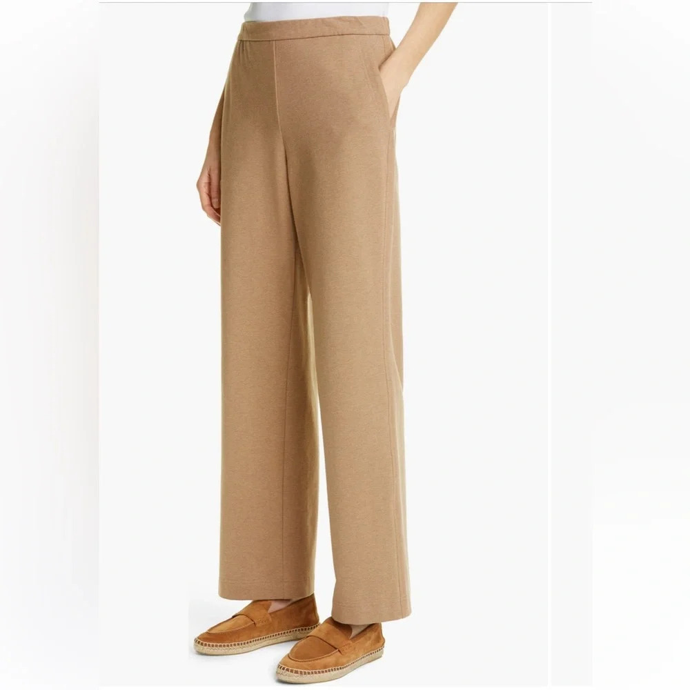 Lafayette 148 New York Webster Ultra Comfort French Terry Tan Pants Sepia Brown